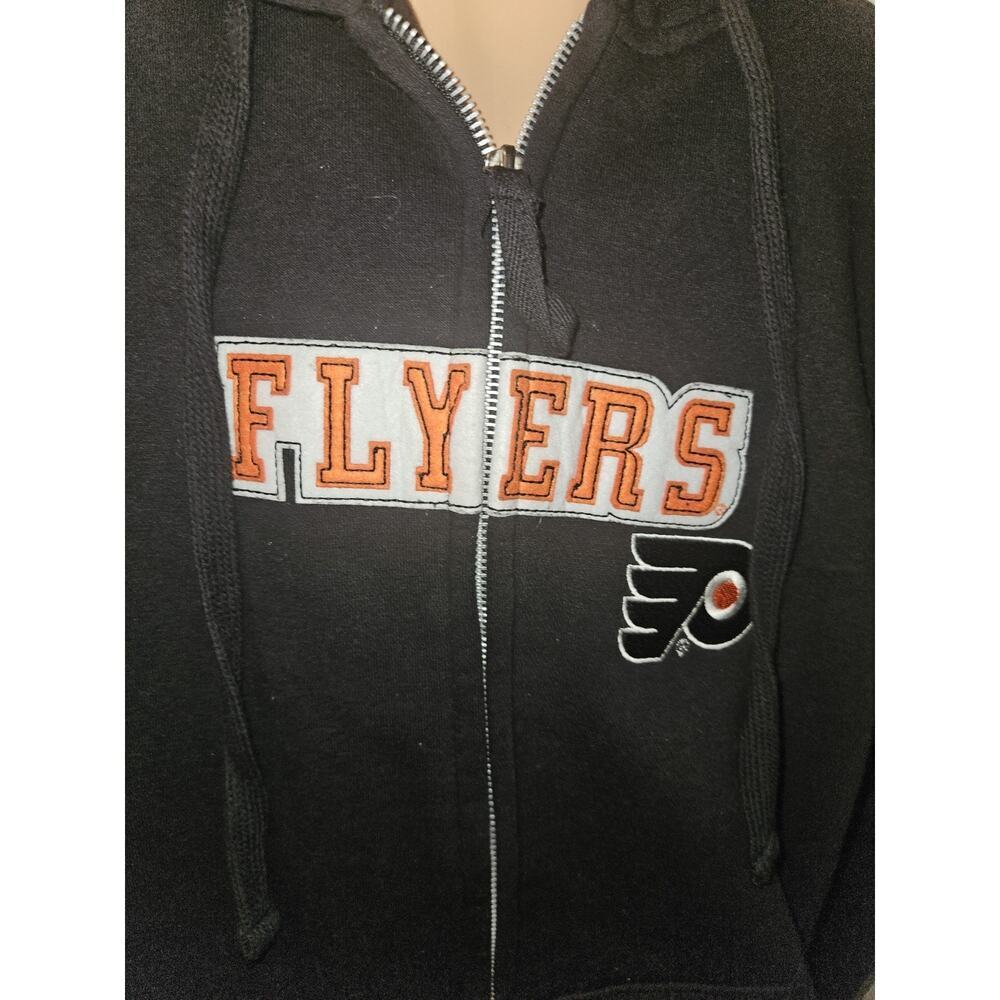 New! Philadelphia Flyers Hockey Full Zip Hoodie Sweatshirt Black Size Med NWT - Picture 2 of 6